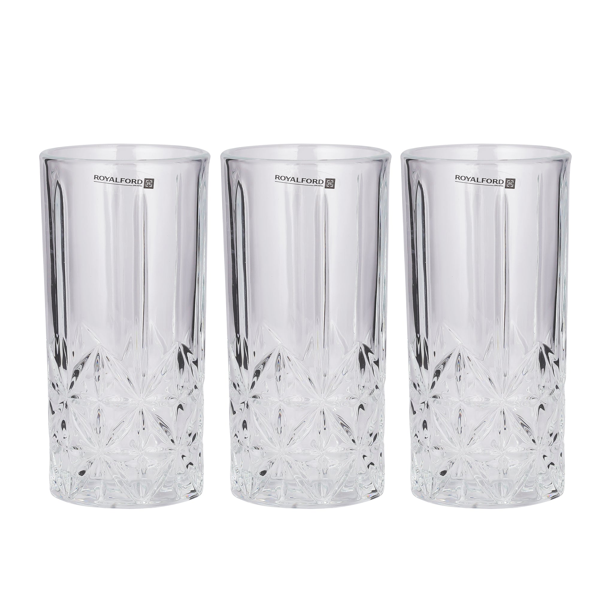 Royalford 360 ML (12.0 OZ) Transparent Glass Tumbler Set- RF11662 Multi-Purpose, Perfect for Hot and Cold Beverages like Tea, Coffee, Water Clear