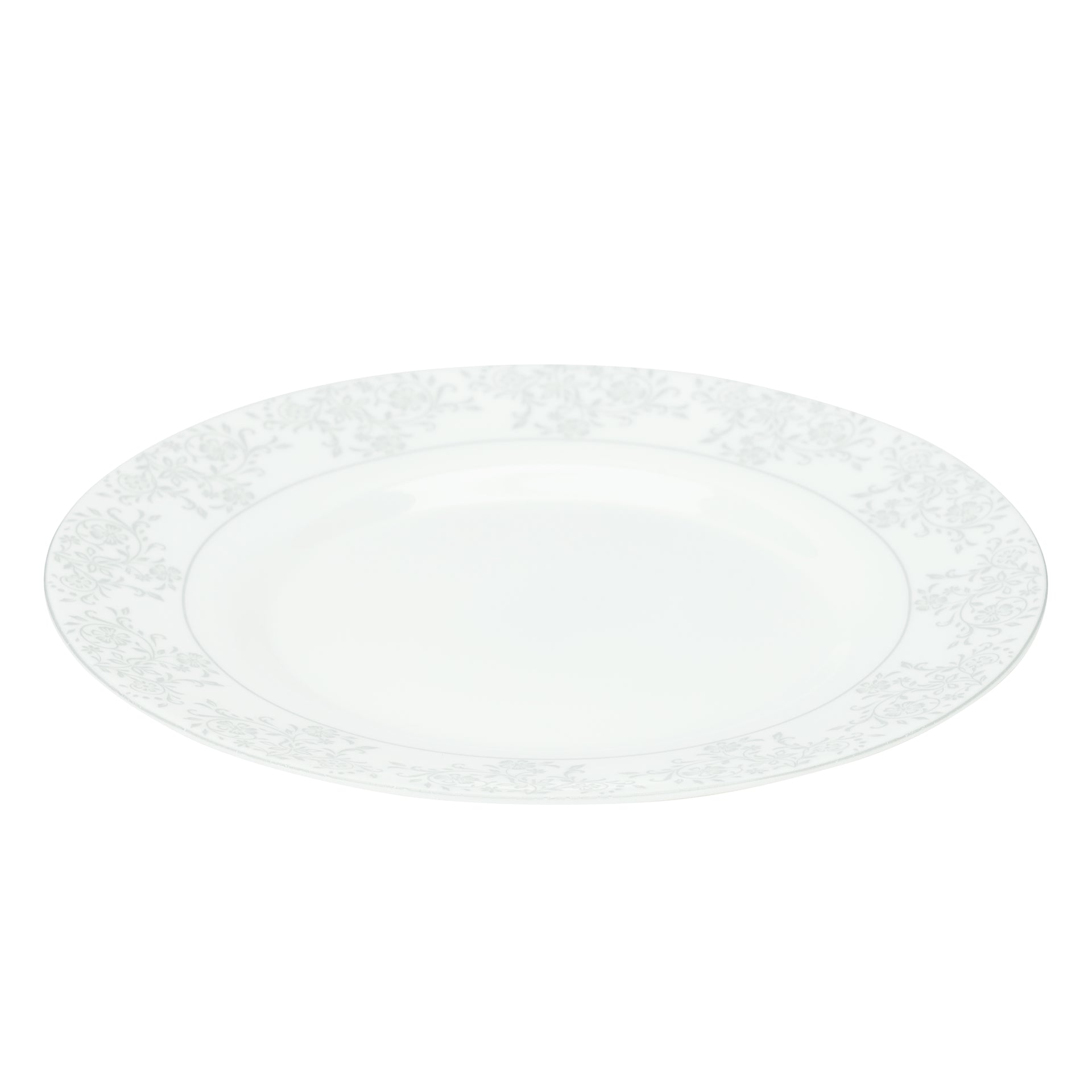 Royalford Velvett Collection 200mm Area Grey Quarter Plate- RF11747 Premium-Quality Opalware, Light-Weight and Food-Grade Plate with Elegant Floral Design White