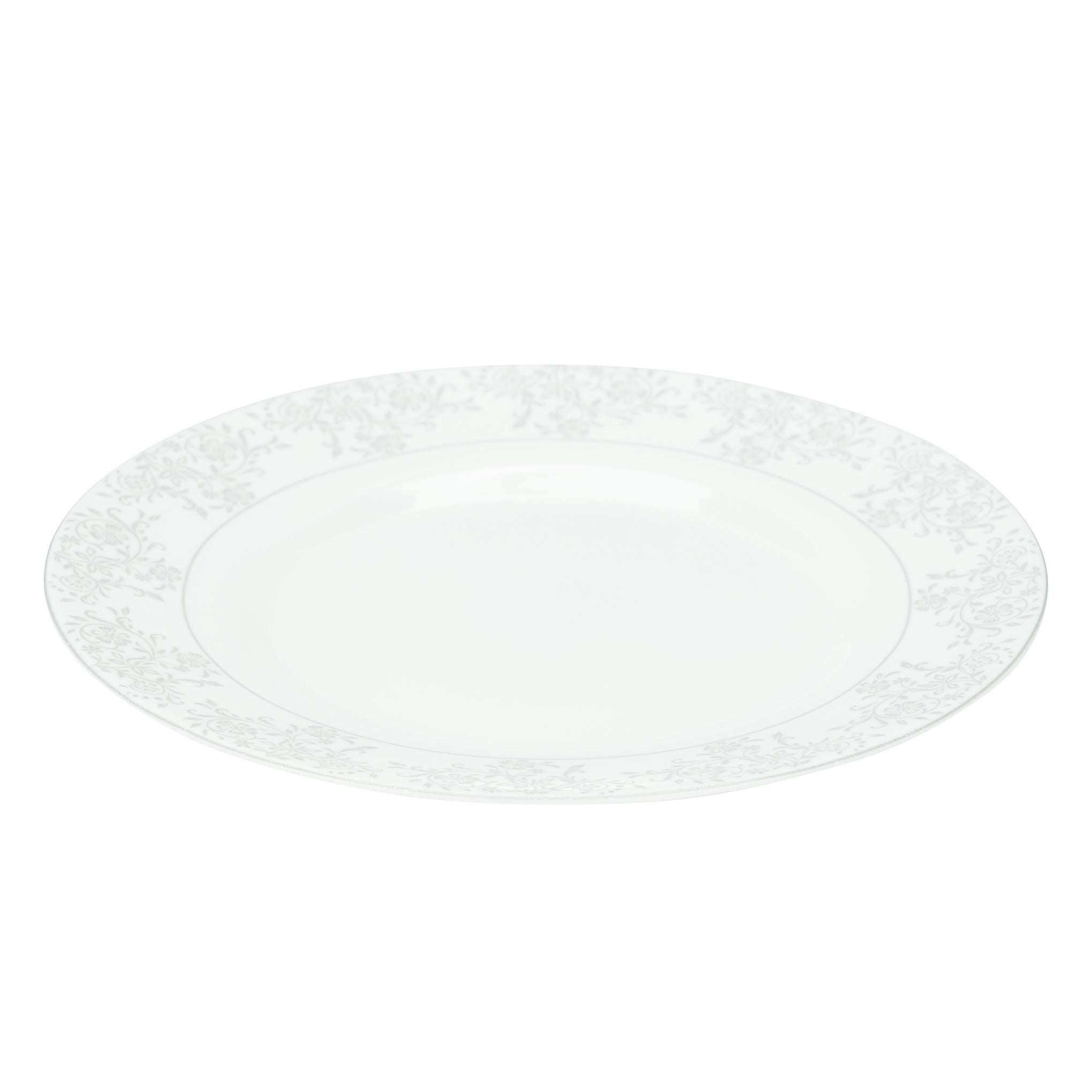 Royalford Velvett Collection 200mm Area Grey Quarter Plate- RF11747 Premium-Quality Opalware, Light-Weight and Food-Grade Plate with Elegant Floral Design White
