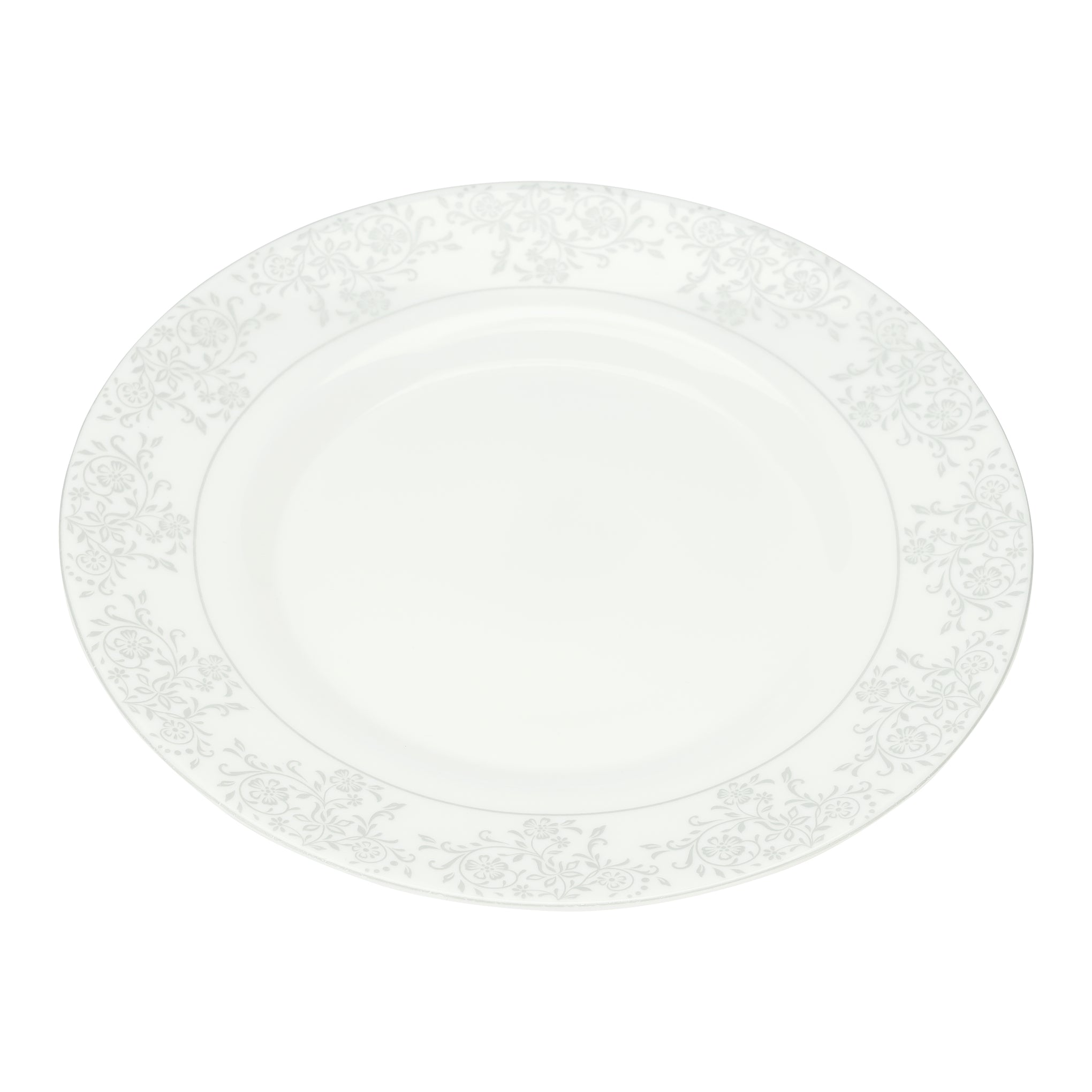 Royalford Velvett Collection 200mm Area Grey Quarter Plate- RF11747 Premium-Quality Opalware, Light-Weight and Food-Grade Plate with Elegant Floral Design White