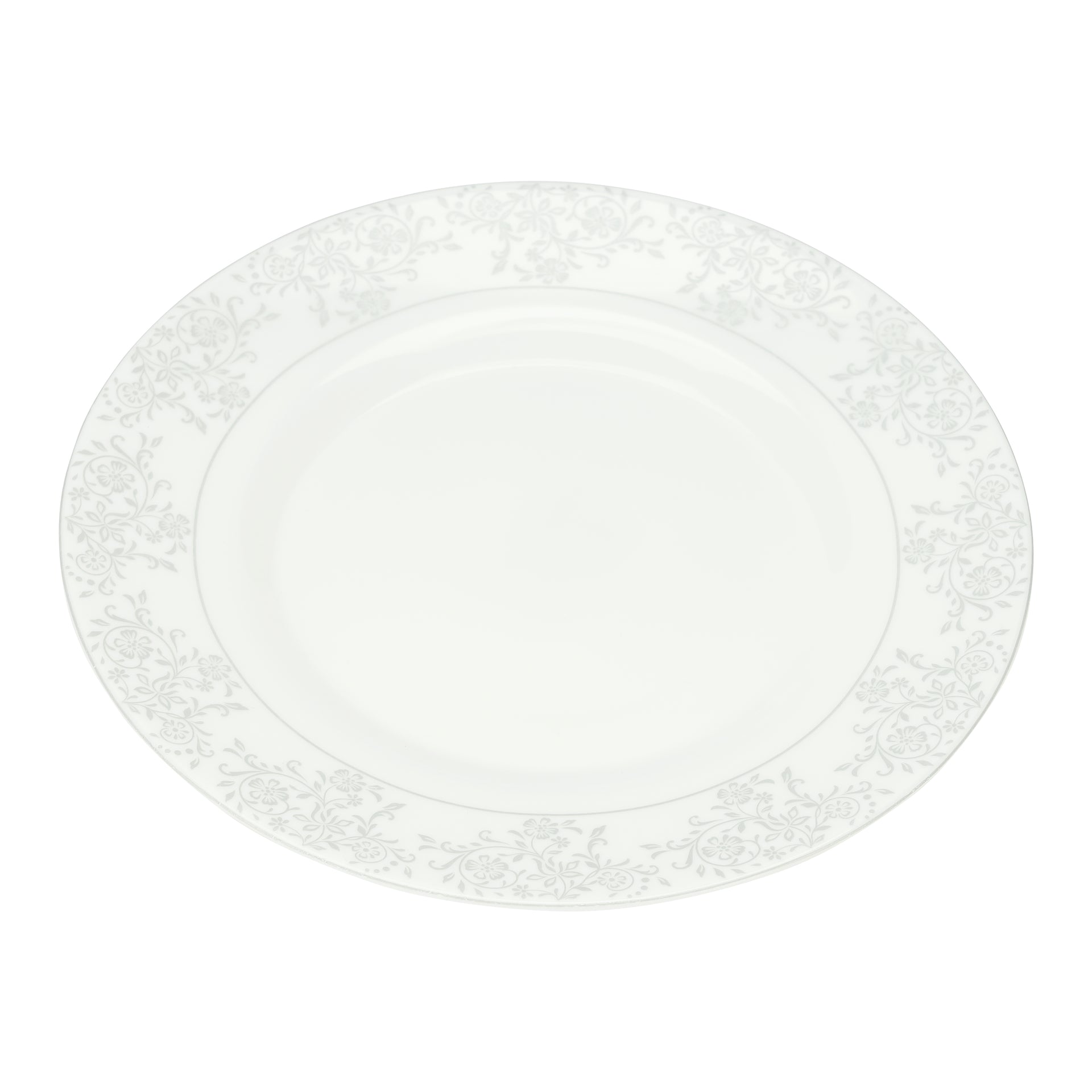 Royalford Velvett Collection 200mm Area Grey Quarter Plate- RF11747 Premium-Quality Opalware, Light-Weight and Food-Grade Plate with Elegant Floral Design White