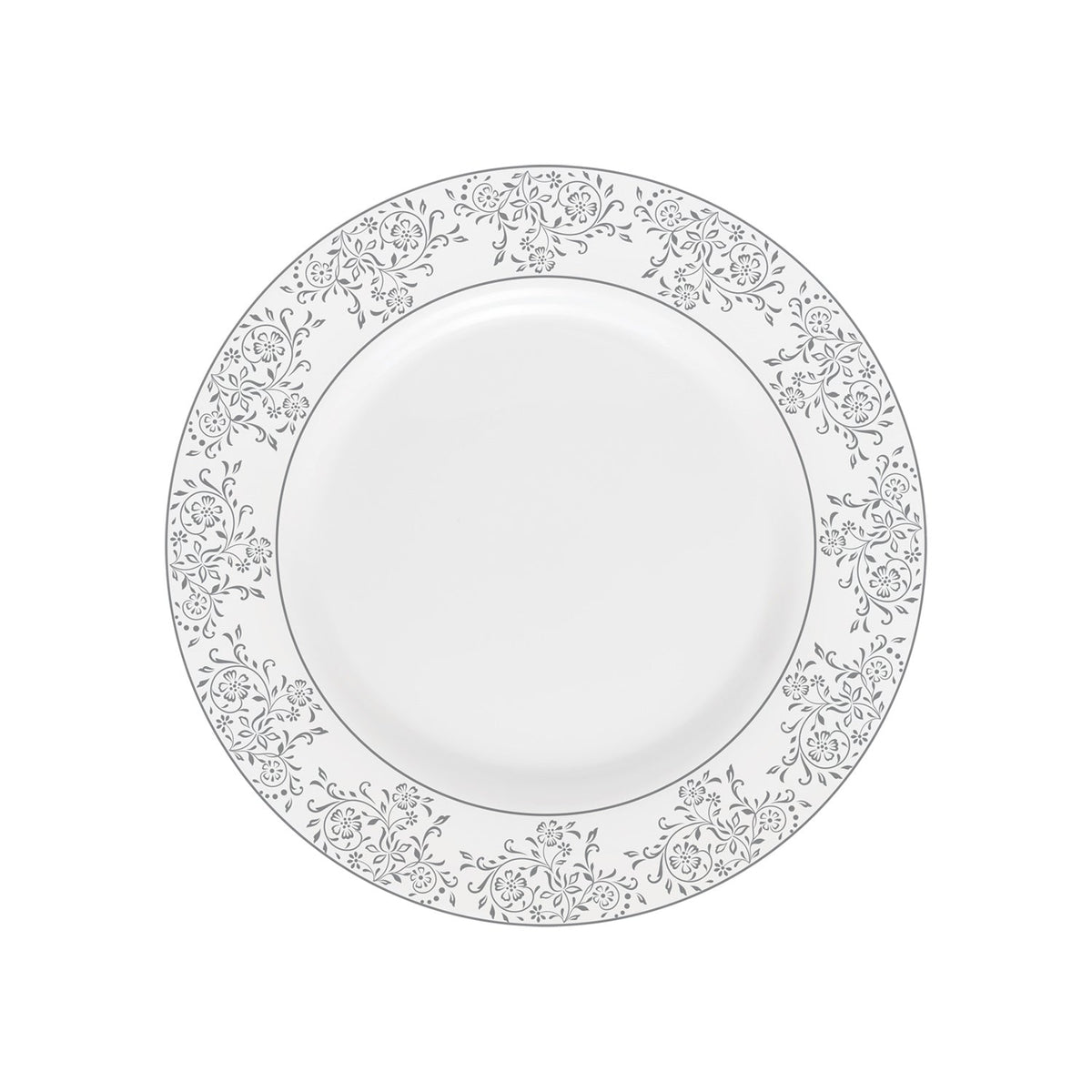 Royalford Velvett Collection 200mm Area Grey Quarter Plate- RF11747 Premium-Quality Opalware, Light-Weight and Food-Grade Plate with Elegant Floral Design White