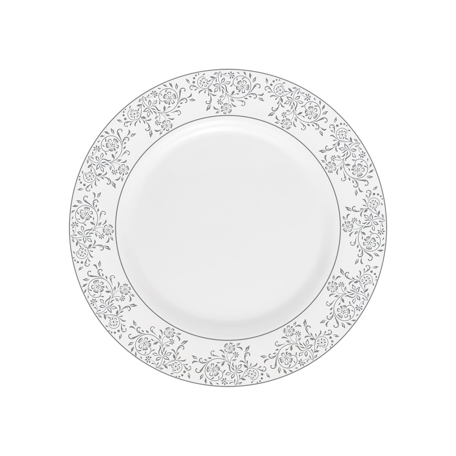 Royalford Velvett Collection 200mm Area Grey Quarter Plate- RF11747 Premium-Quality Opalware, Light-Weight and Food-Grade Plate with Elegant Floral Design White