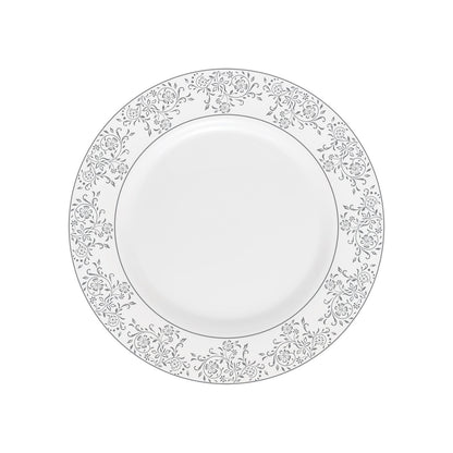 Royalford Velvett Collection 200mm Area Grey Quarter Plate- RF11747 Premium-Quality Opalware, Light-Weight and Food-Grade Plate with Elegant Floral Design White
