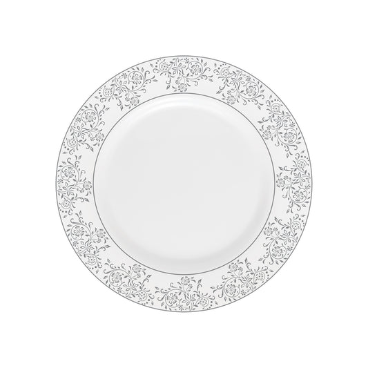 Royalford Velvett Collection 200mm Area Grey Quarter Plate- RF11747 Premium-Quality Opalware, Light-Weight and Food-Grade Plate with Elegant Floral Design White