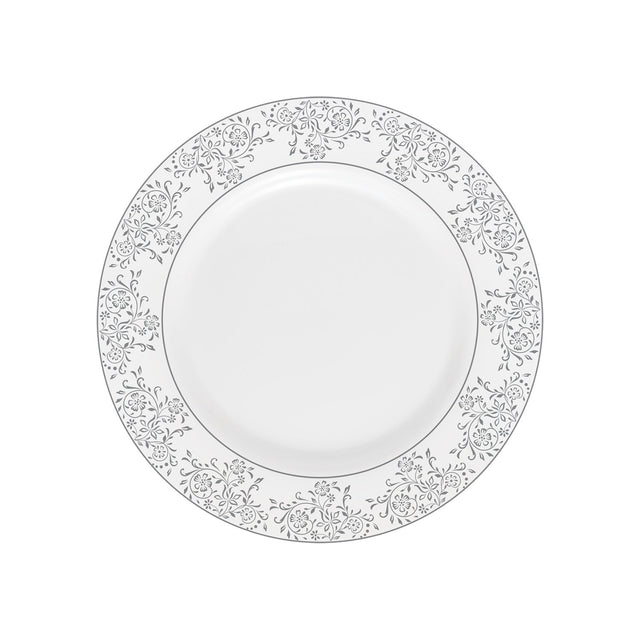 Royalford Velvett Collection 200mm Area Grey Quarter Plate- RF11747 Premium-Quality Opalware, Light-Weight and Food-Grade Plate with Elegant Floral Design White