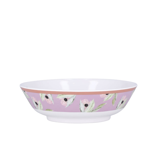 Royalford 8" Melamineware Soup Bowl- RF11788| Lightweight Bowl with Elegant Floral Detailing| Non-Toxic and Hygienic, Food-Grade Material| Dishwasher Safe Serveware, Chip-Resistant Dinnerware| White and Pink