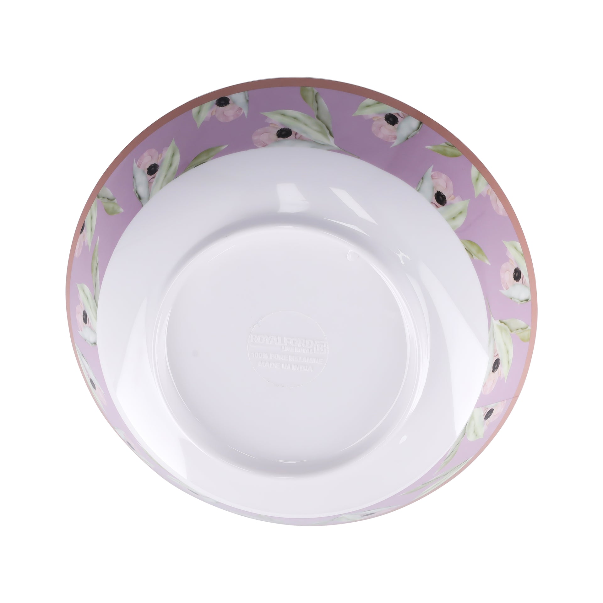 Royalford 8" Melamineware Soup Bowl- RF11788| Lightweight Bowl with Elegant Floral Detailing| Non-Toxic and Hygienic, Food-Grade Material| Dishwasher Safe Serveware, Chip-Resistant Dinnerware| White and Pink