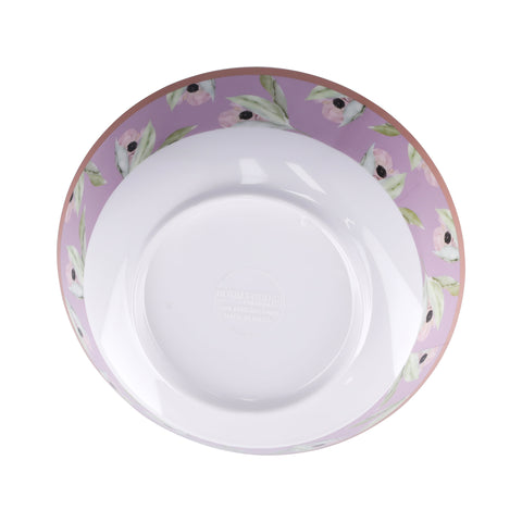 Royalford 8" Melamineware Soup Bowl- RF11788| Lightweight Bowl with Elegant Floral Detailing| Non-Toxic and Hygienic, Food-Grade Material| Dishwasher Safe Serveware, Chip-Resistant Dinnerware| White and Pink