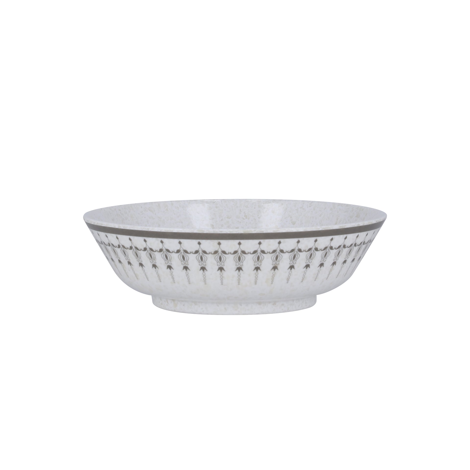 Royalford 8" Melamineware Soup Bowl- RF11820| Lightweight Bowl with Elegant Grey Design| Non-Toxic and Hygienic, Food-Grade Material| Dishwasher Safe Serveware, Chip-Resistant Dinnerware| White and Grey