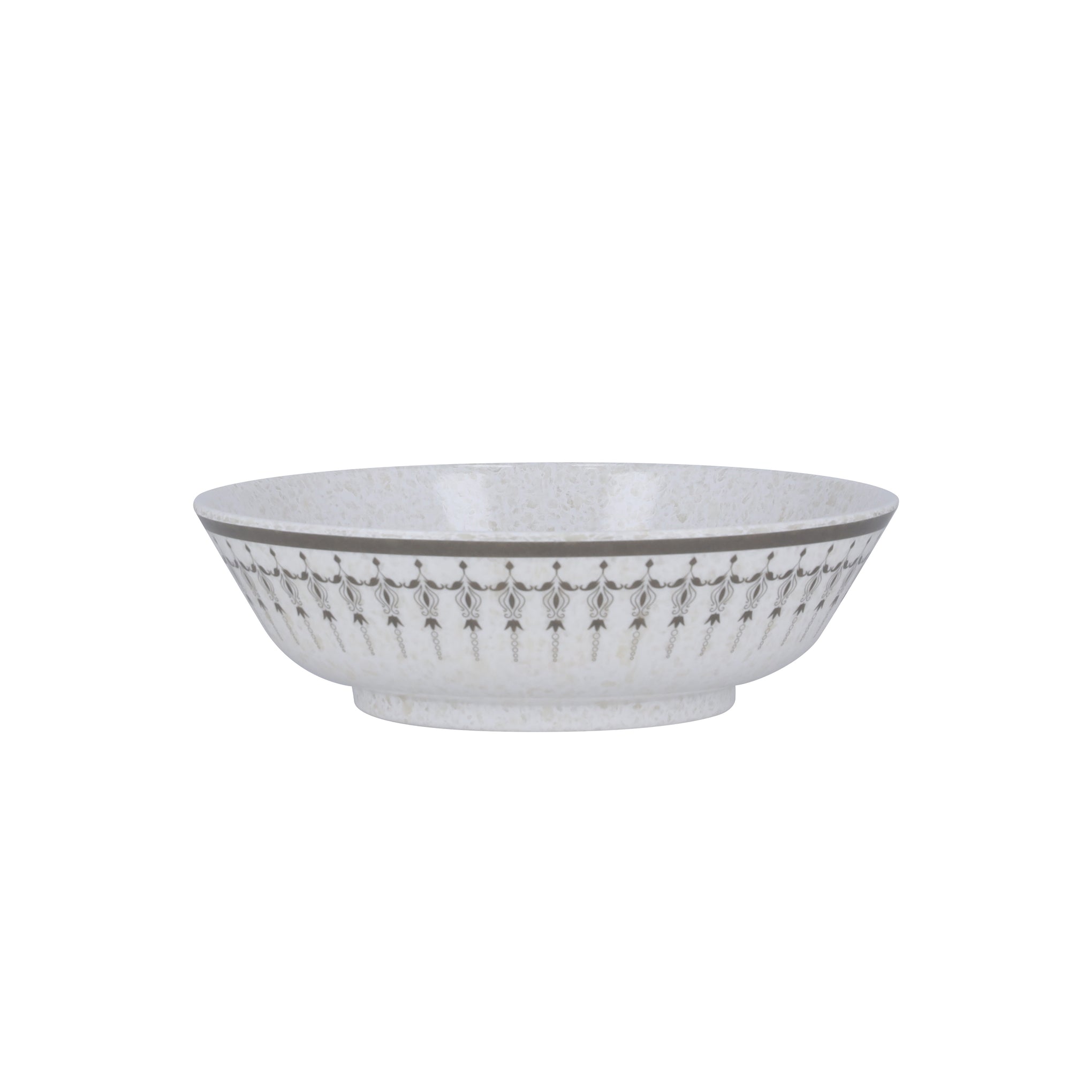 Royalford 8" Melamineware Soup Bowl- RF11820| Lightweight Bowl with Elegant Grey Design| Non-Toxic and Hygienic, Food-Grade Material| Dishwasher Safe Serveware, Chip-Resistant Dinnerware| White and Grey