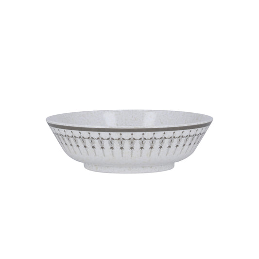Royalford 8" Melamineware Soup Bowl- RF11820| Lightweight Bowl with Elegant Grey Design| Non-Toxic and Hygienic, Food-Grade Material| Dishwasher Safe Serveware, Chip-Resistant Dinnerware| White and Grey