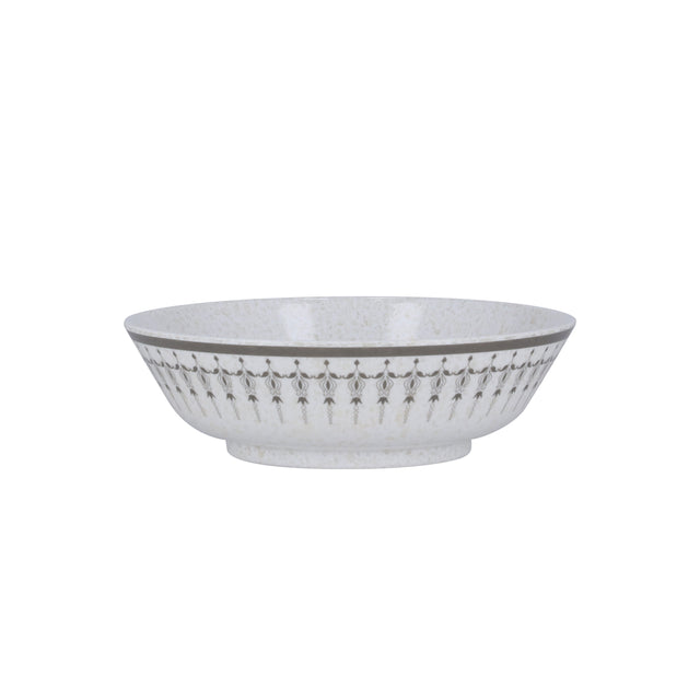 Royalford 8" Melamineware Soup Bowl- RF11820| Lightweight Bowl with Elegant Grey Design| Non-Toxic and Hygienic, Food-Grade Material| Dishwasher Safe Serveware, Chip-Resistant Dinnerware| White and Grey