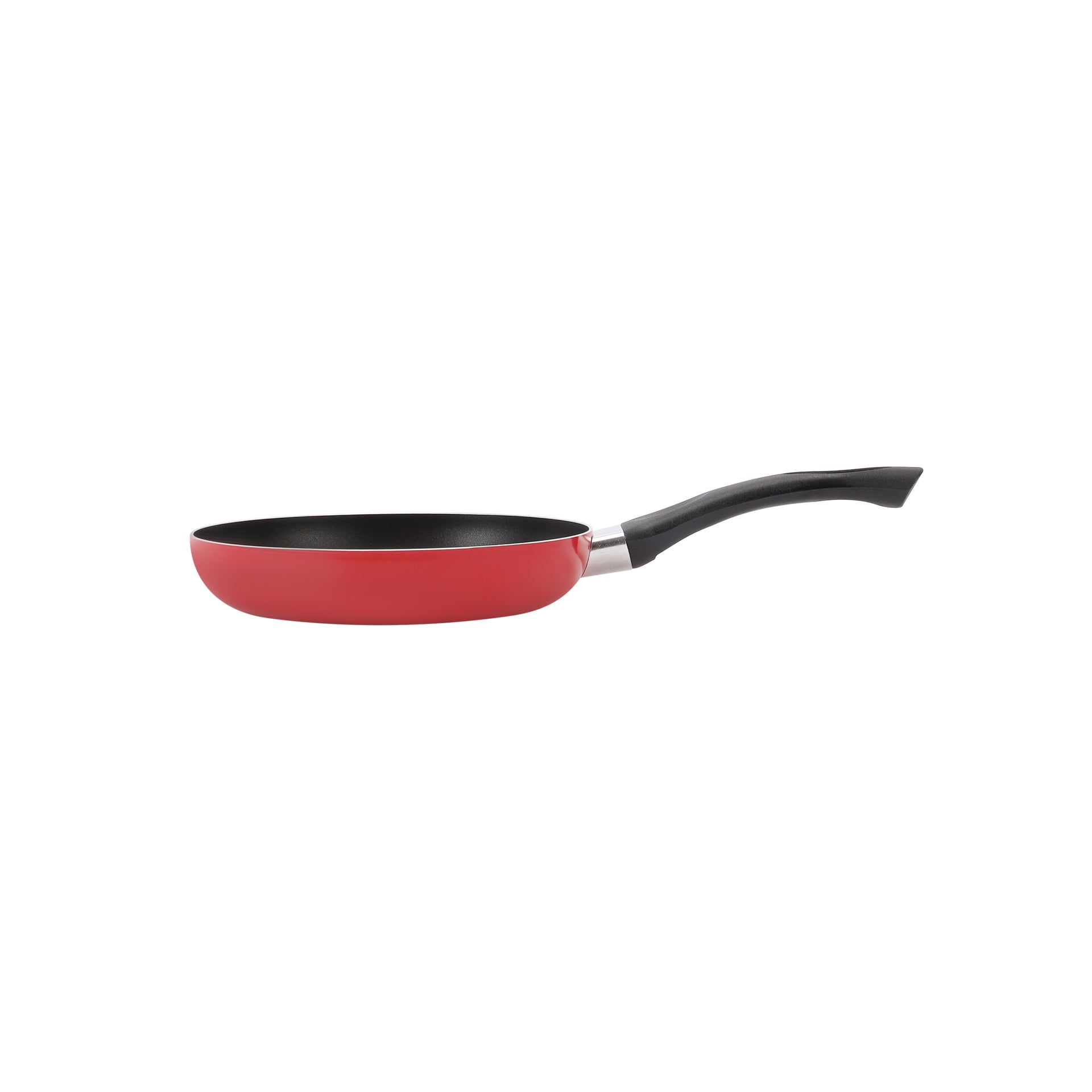 Aluminum Fry Pan  Strong Aluminum Body With Non-Stick Coating Black and Red