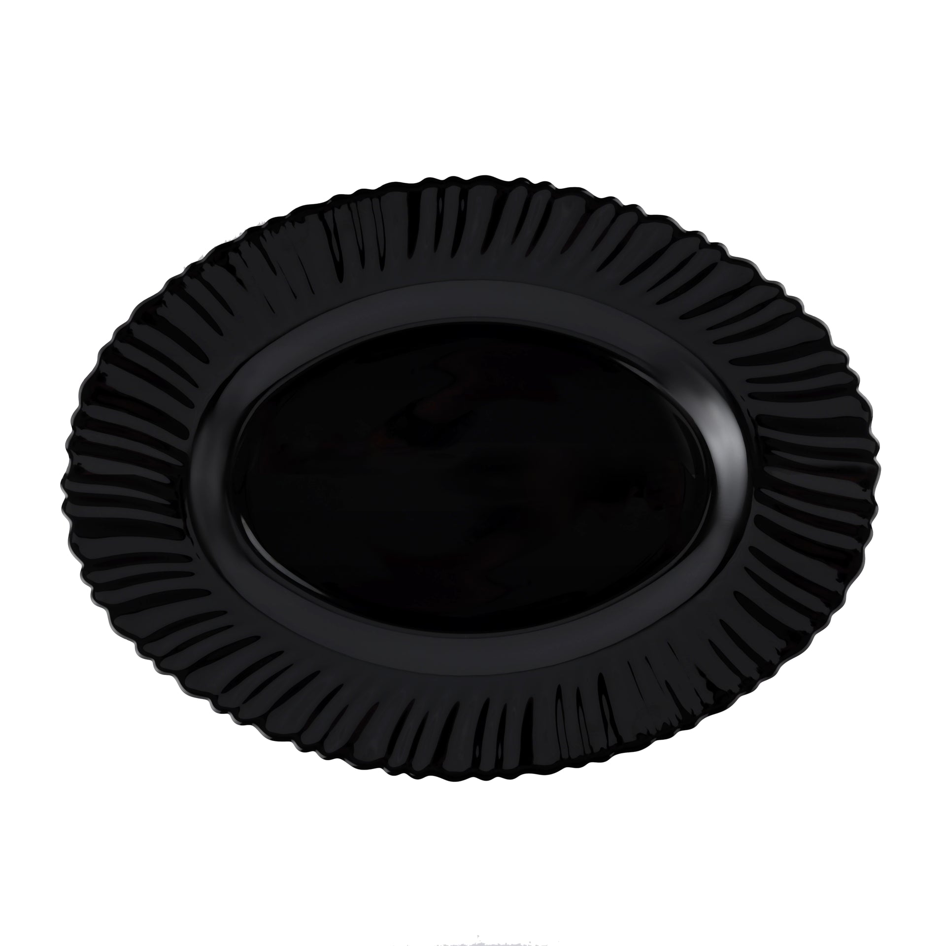 Royalford 13" Opalware Oval Plate RF11900 Black-Wave Series, Elegant Color Perfect for Serving Rice, Noodles, Pasta, Salad Lightweight Dinnerware, Serveware, Dishwasher-Safe and Microwave Safe Multicolor 13inch