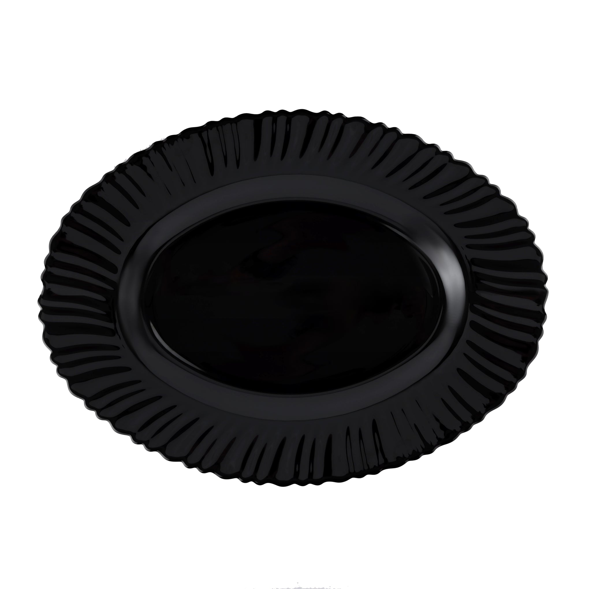 Royalford 13" Opalware Oval Plate RF11900 Black-Wave Series, Elegant Color Perfect for Serving Rice, Noodles, Pasta, Salad Lightweight Dinnerware, Serveware, Dishwasher-Safe and Microwave Safe Multicolor 13inch