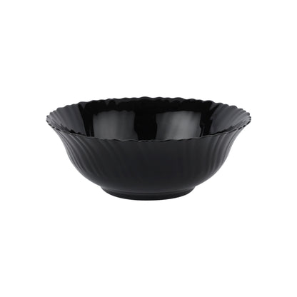 8" Opalware Salad Bowl, Black Wave Series, Microwave & Dishwasher Safe, Lightweight Serving Bowl, Black – RF11906