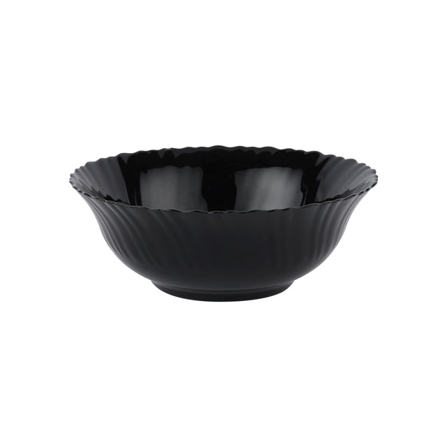 8" Opalware Salad Bowl, Black Wave Series, Microwave & Dishwasher Safe, Lightweight Serving Bowl, Black – RF11906