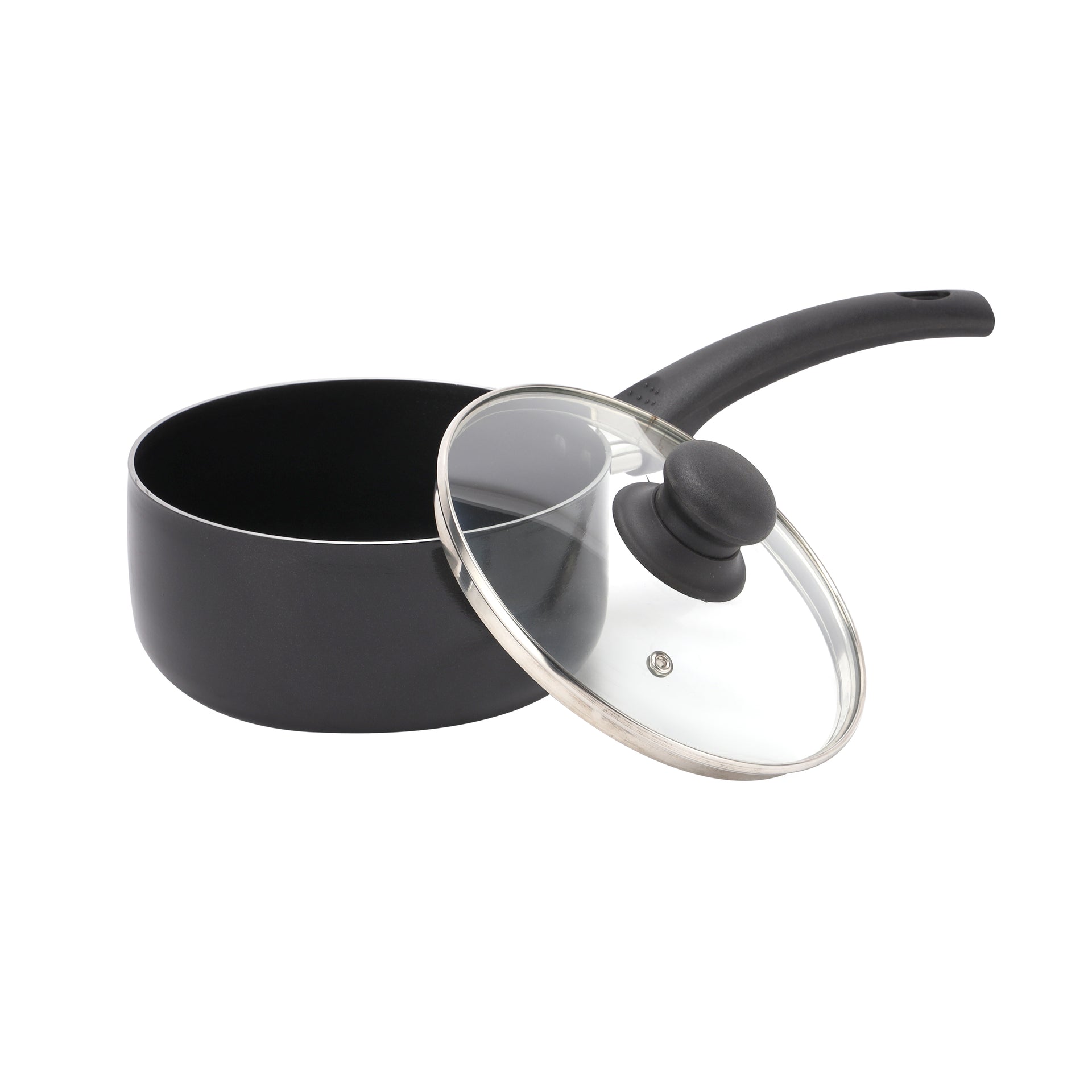 10-Piece Non-Stick Cookware Set Aluminum Body With 3-Layer Non-Stick Coating Cd Bottom Bakelite Handles And Glass Lid Multicolour