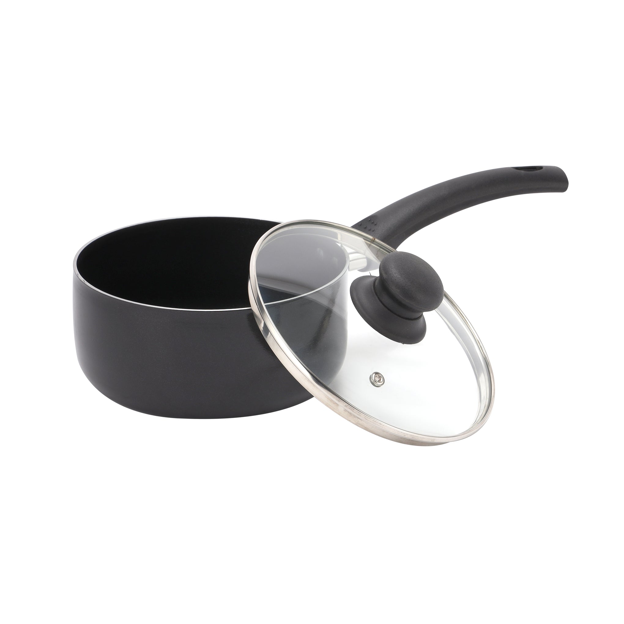 10-Piece Non-Stick Cookware Set Aluminum Body With 3-Layer Non-Stick Coating Cd Bottom Bakelite Handles And Glass Lid Multicolour