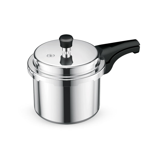 Royalford 3.0 L Aluminum Pressure Cooker- RF11941| Equipped with Improved Pressure Regulator, Handle, Anti Implosion Lid and Stepped Bottom Design Silver