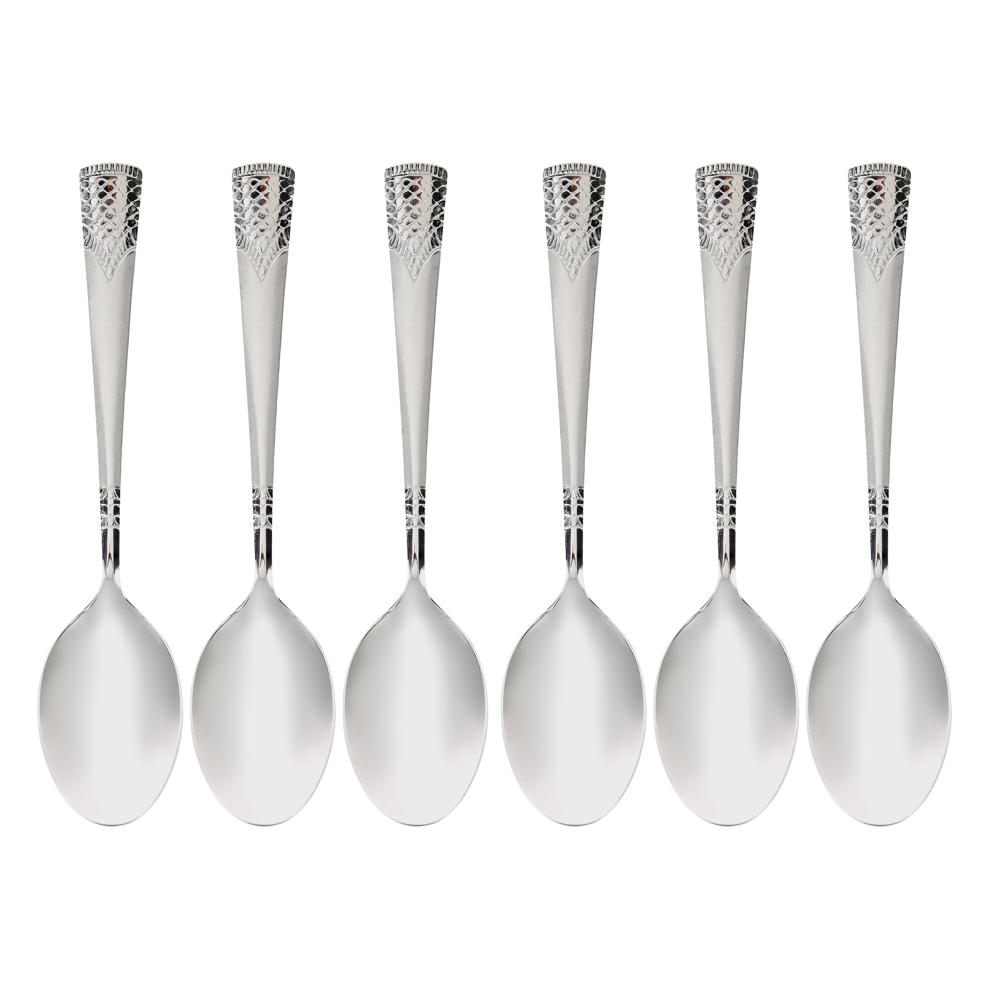 Royalford 14 cm Stainless Steel Tea Spoon- RF11944 Pack of 6, Stylish Sandblast Finish, Light-Weight and 100% Food-Grade Non-Magnetic, Suitable for Dining Table, Home and Restaurant Silver