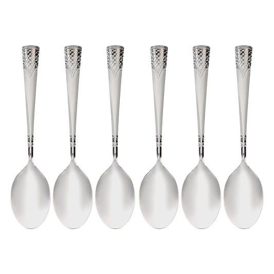 Royalford 14 cm Stainless Steel Tea Spoon- RF11944 Pack of 6, Stylish Sandblast Finish, Light-Weight and 100% Food-Grade Non-Magnetic, Suitable for Dining Table, Home and Restaurant Silver