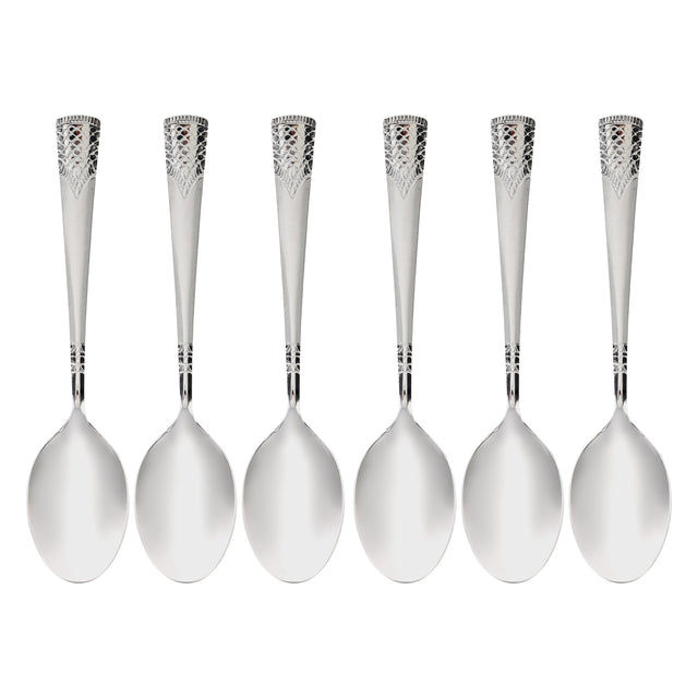 Royalford 14 cm Stainless Steel Tea Spoon- RF11944 Pack of 6, Stylish Sandblast Finish, Light-Weight and 100% Food-Grade Non-Magnetic, Suitable for Dining Table, Home and Restaurant Silver