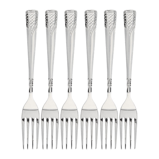 6-Piece Stainless Steel Table Fork 19.5 Cm Silver