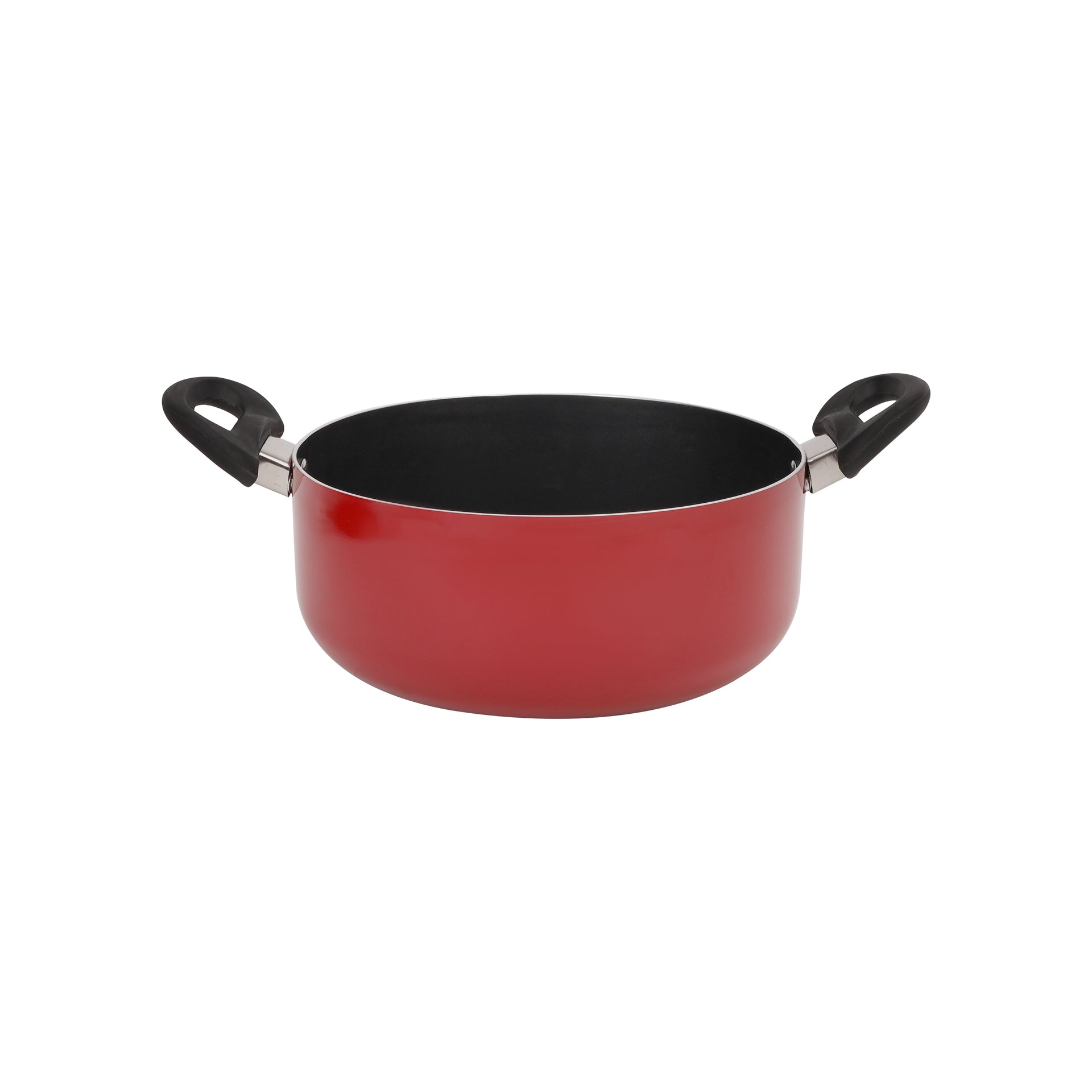 7-Piece Non-Stick Pressed Aluminum Cookware Set – 3-Layer Non-Stick Coating, CD Bottom, Bakelite Handles, Glass Lids, Includes Casserole, Saucepan, Fry Pan & Nylon Tools – PFOA-Free, Red Red