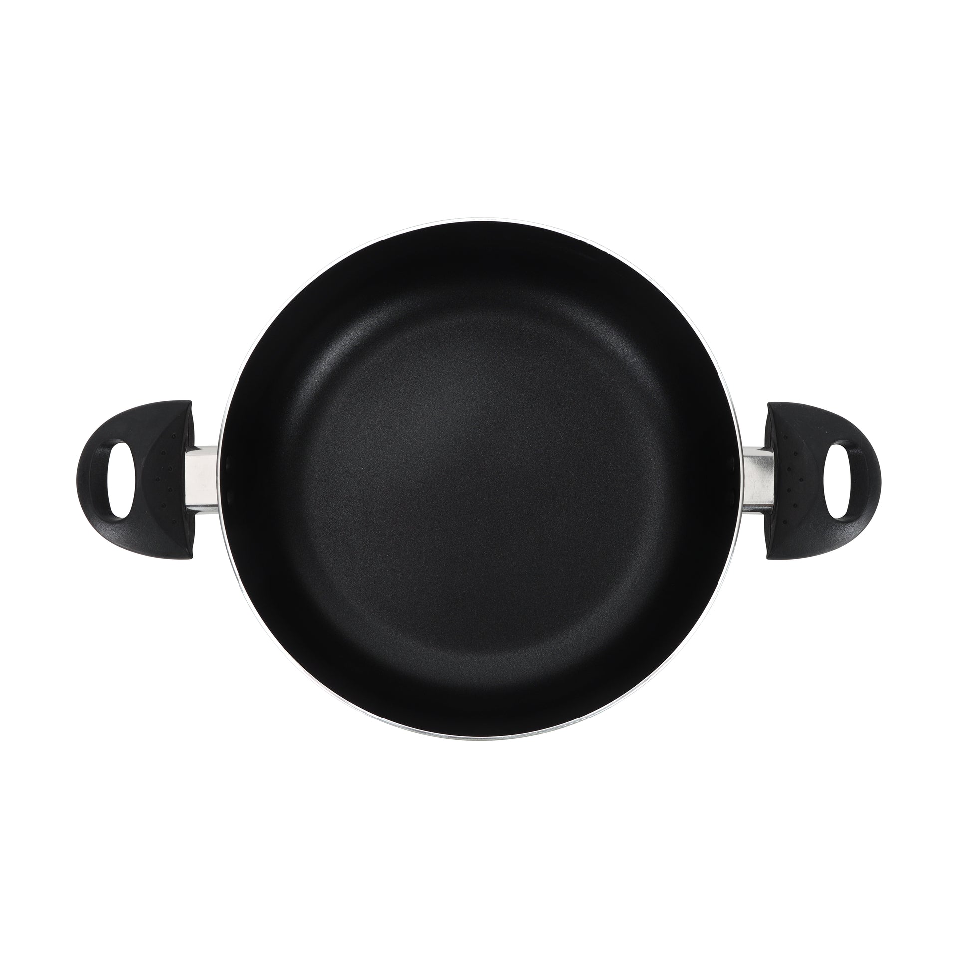 Royalford Press Aluminium 32cm Casserole With 2MM Body Thickness, Heat Resistant Exterior, Strong Bakelite HandlesTempered Glass Lid With Steel Frame, PTFE/PFOA Free Black