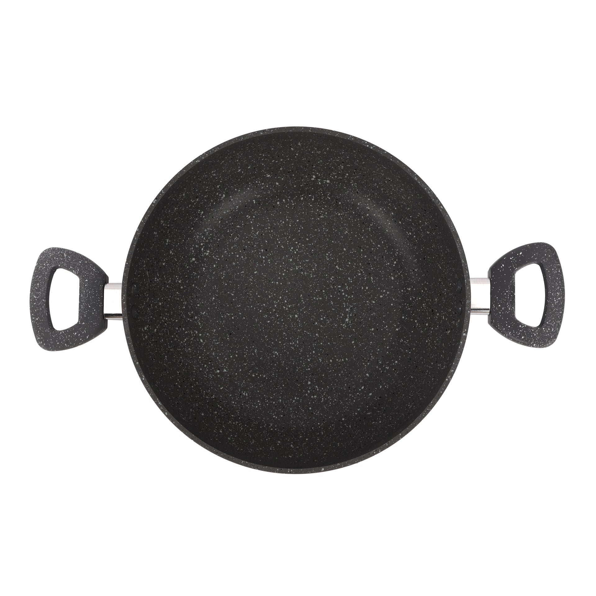 Smart Granite Series  Forged Aluminum Wok Pan With Lid Grey