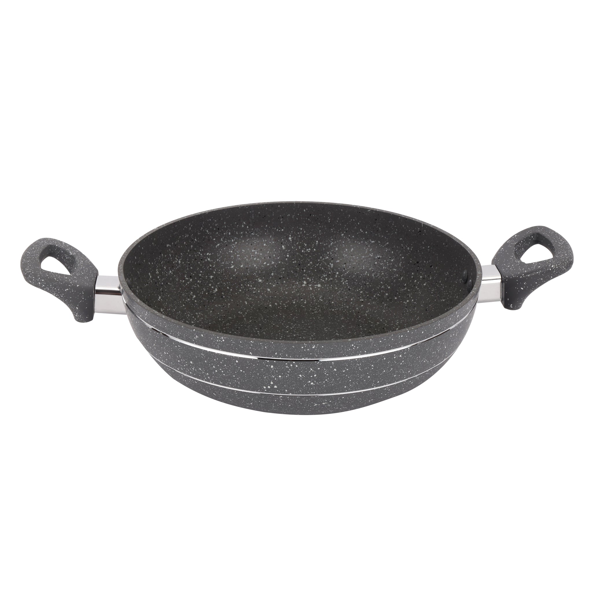 Smart Granite Series  Forged Aluminum Wok Pan With Lid Grey