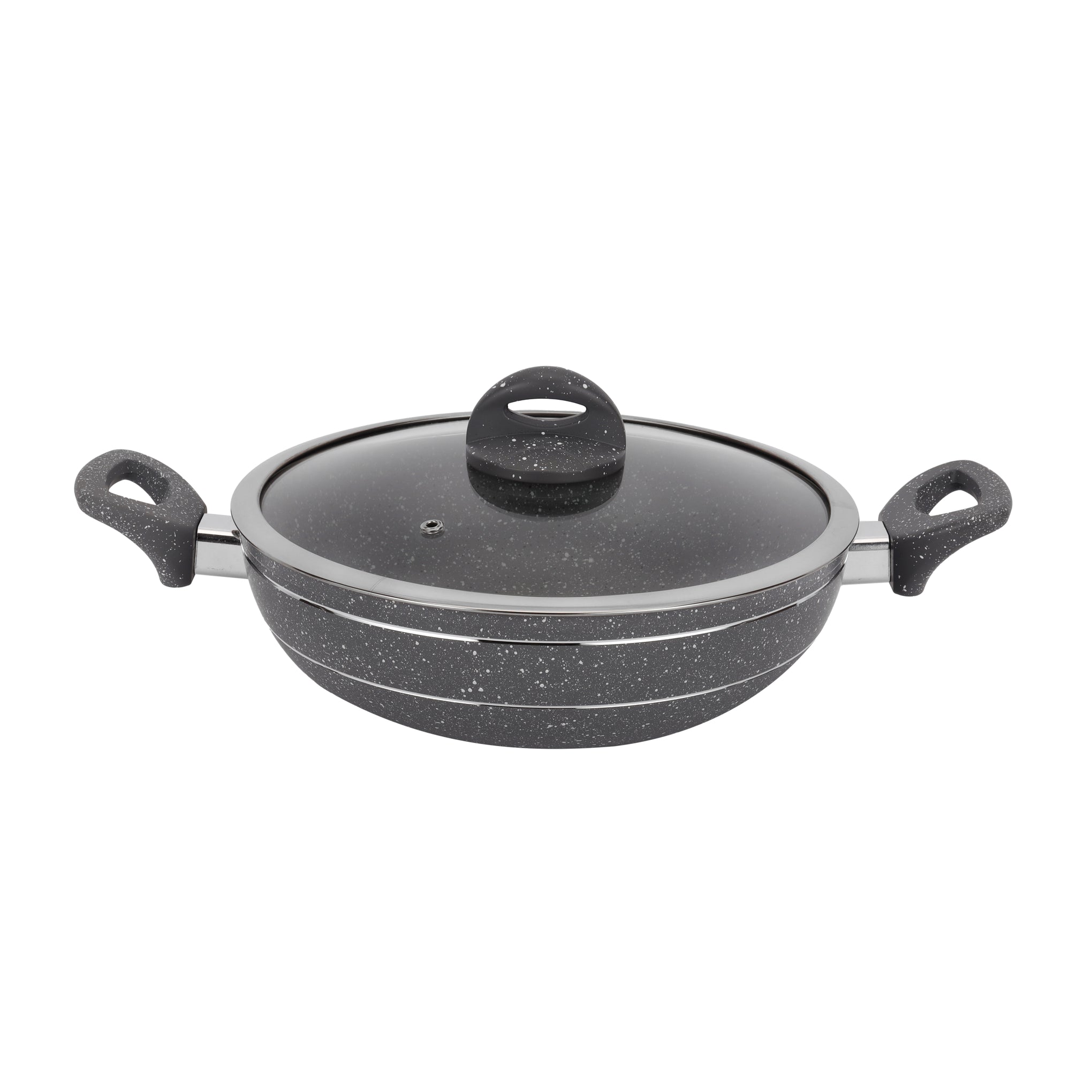 Smart Granite Series Granite Coating Forged Aluminum Wok Pan With Lid 28 Cm Grey