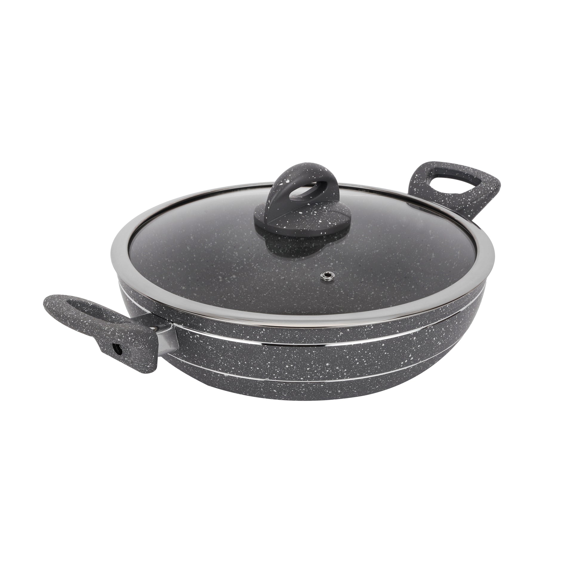 Smart Granite Series Granite Coating Forged Aluminum Wok Pan With Lid 28 Cm Grey