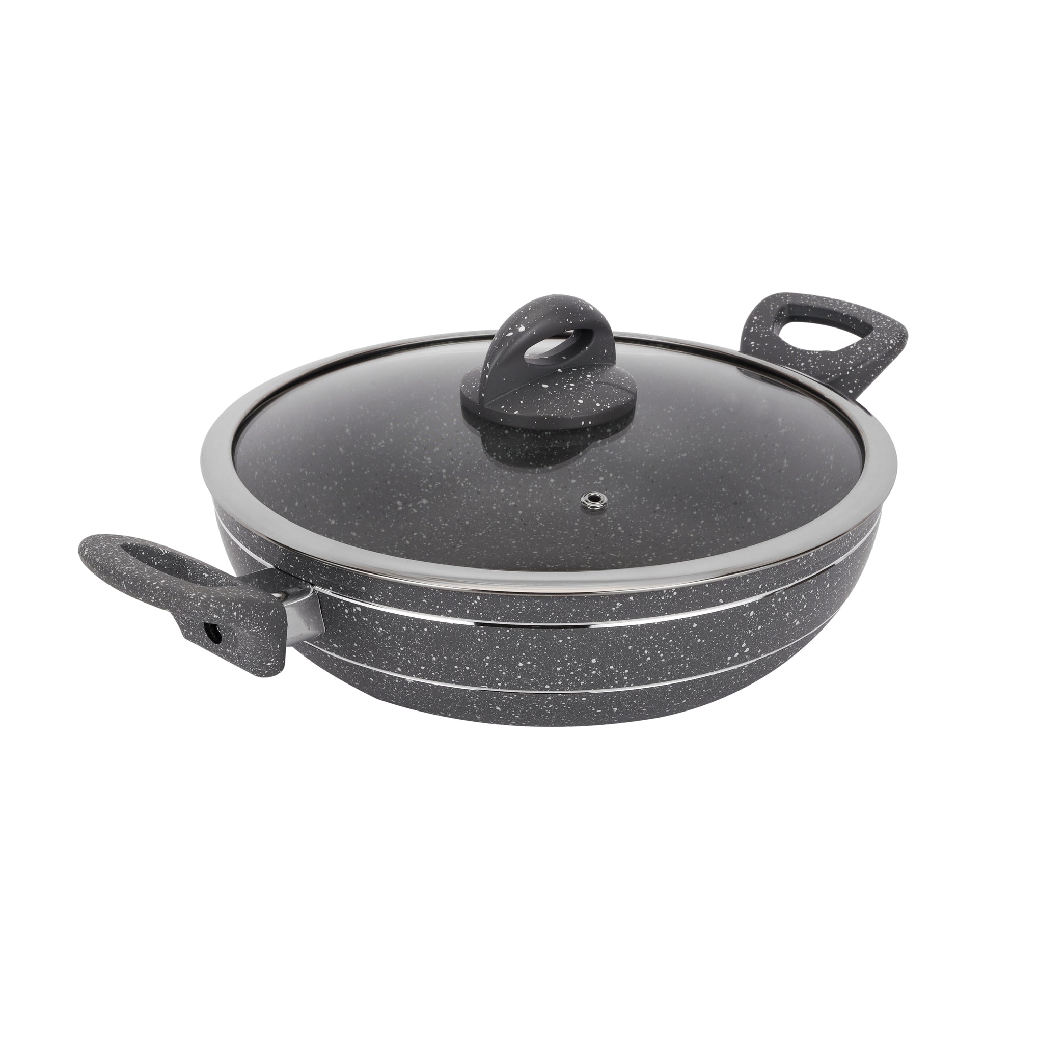 Smart Granite Series Granite Coating Forged Aluminum Wok Pan With Lid 28 Cm Grey