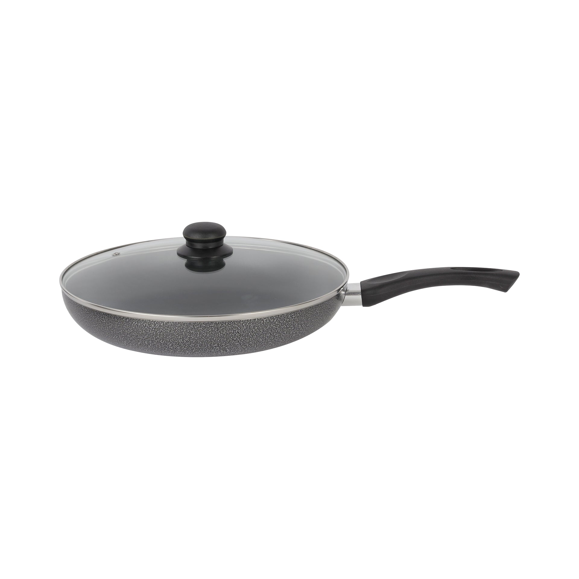 Aluminum Fry Pan With Tempered Glass Lid, Strong Aluminum Body With Non-Stick Coating And Bakelite Handle| Compatible With Hot Plate, Halogen, Ceramic And Gas Stovetops Red