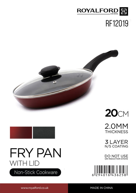 Nonstick Frypan With Lid 20 Cm Red