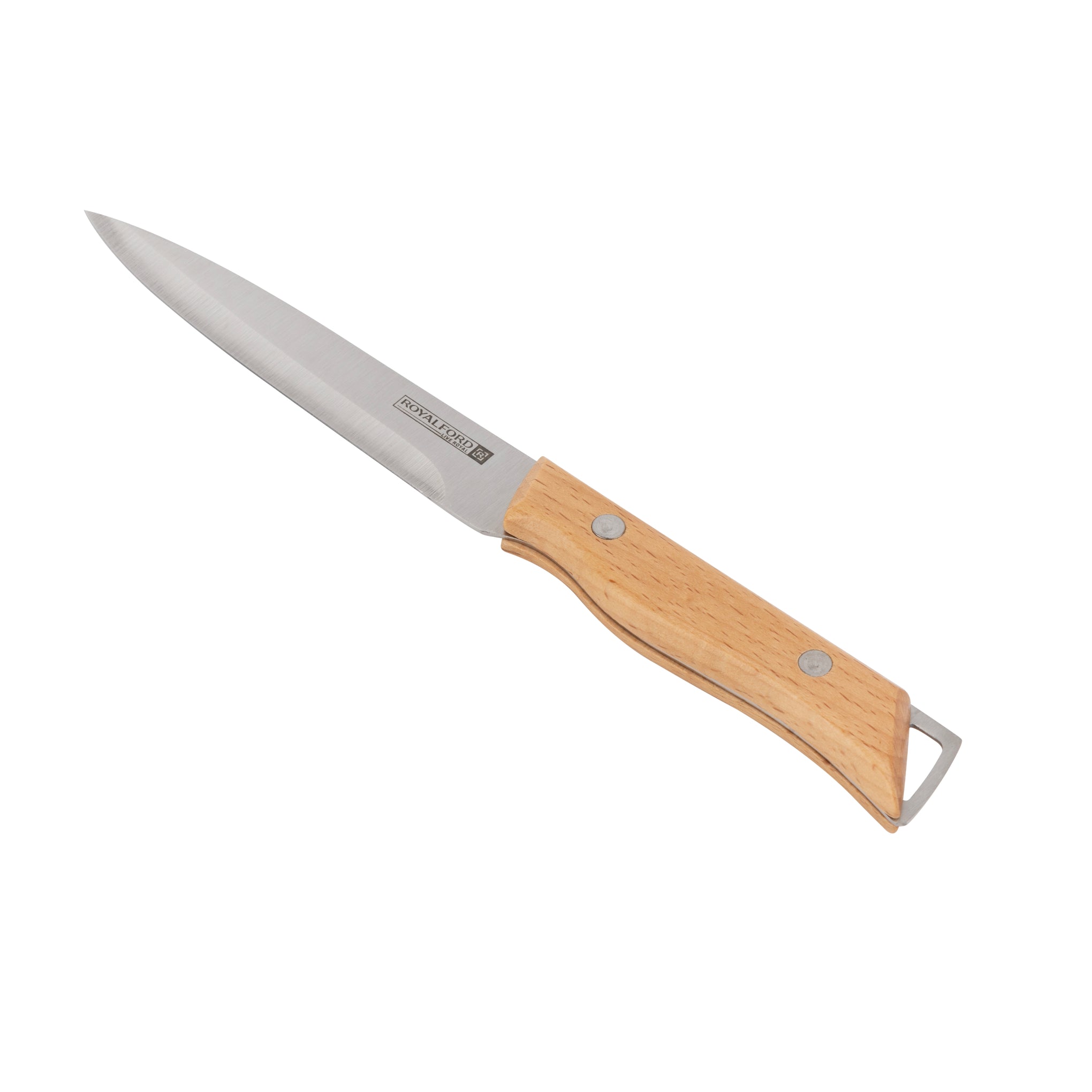 Royalford 5" Utility Knife- RF12095| With Extra-Sharp Stainless Steel Blades and Wooden Handle