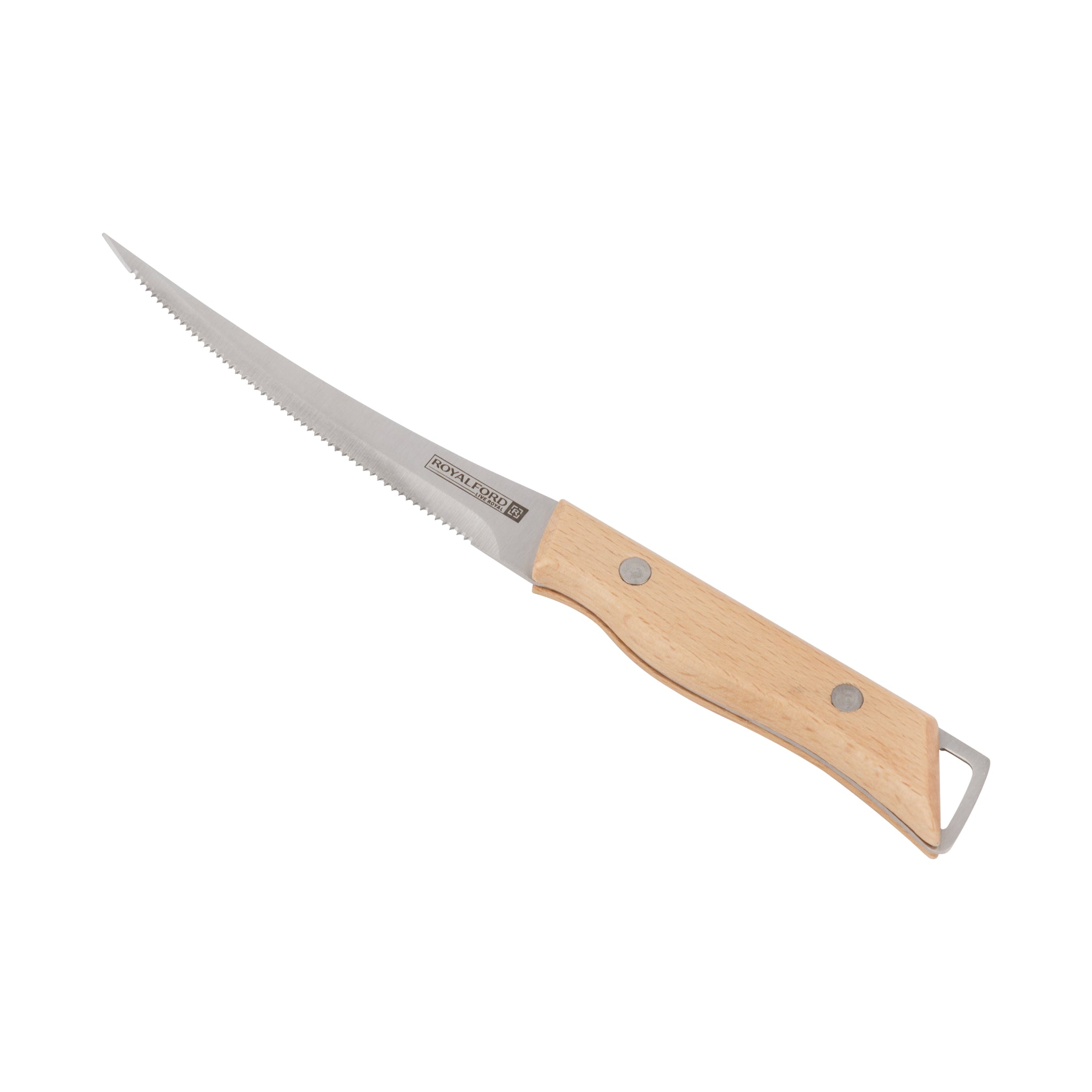 Royalford 5" Fruit Knife- RF12096| With Extra-Sharp Stainless Steel Blades and Wooden Handle Beige