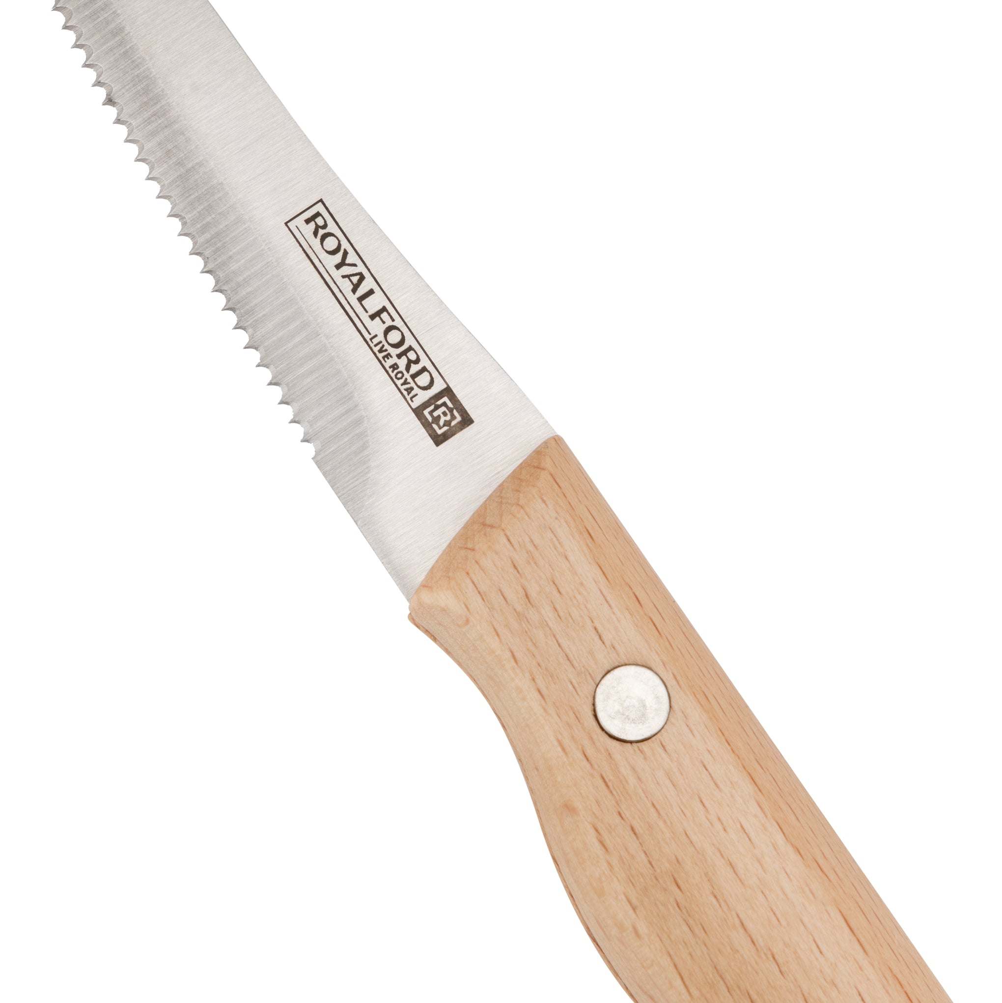Royalford 5" Fruit Knife- RF12096| With Extra-Sharp Stainless Steel Blades and Wooden Handle Beige