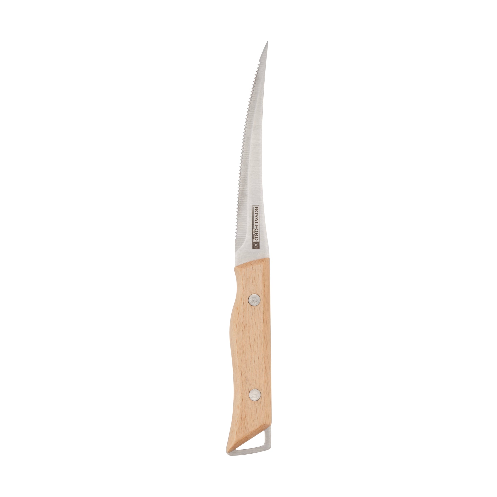 Royalford 5" Fruit Knife- RF12096| With Extra-Sharp Stainless Steel Blades and Wooden Handle Beige