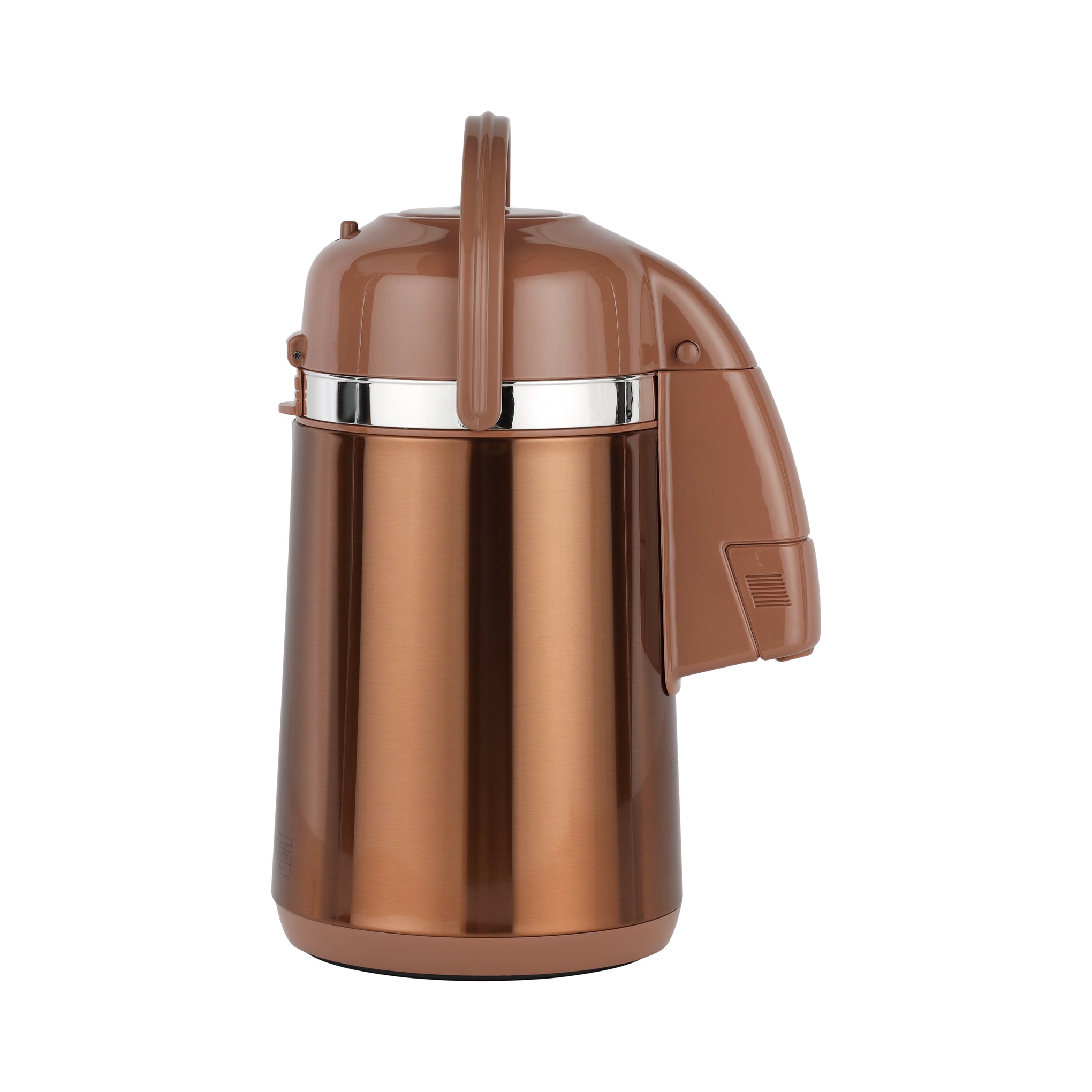 Royalford Thermic Airpot Glass Vaccum Flask - 2.5Litre, Double Wall, Glass Inner, 360 Degree Rotating Base, Portable & Leak Resistant, Preserves Flavor & Freshness Brown