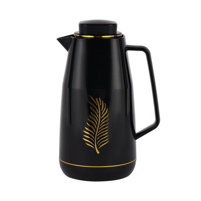 1.0 L Vacuum Flask With Pink Glass Inner And PP Outer Body Keeps Your Drinks Hot Or Cold Asbestos Free Hygienic Leak Proof Portable Design Suitable For Indoor Black/Gold