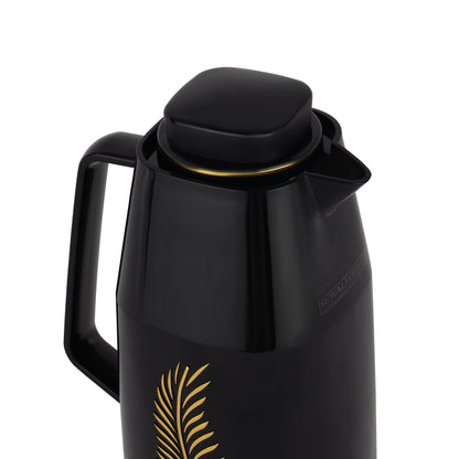 1.0 L Vacuum Flask With Pink Glass Inner And PP Outer Body Keeps Your Drinks Hot Or Cold Asbestos Free Hygienic Leak Proof Portable Design Suitable For Indoor Black/Gold