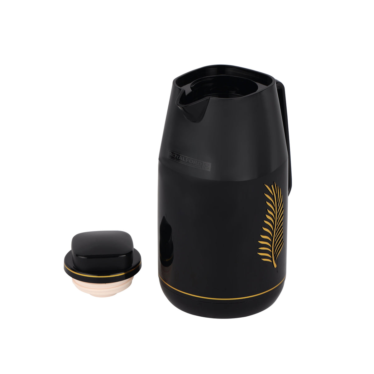 1.0 L Vacuum Flask With Pink Glass Inner And PP Outer Body Keeps Your Drinks Hot Or Cold Asbestos Free Hygienic Leak Proof Portable Design Suitable For Indoor Black/Gold