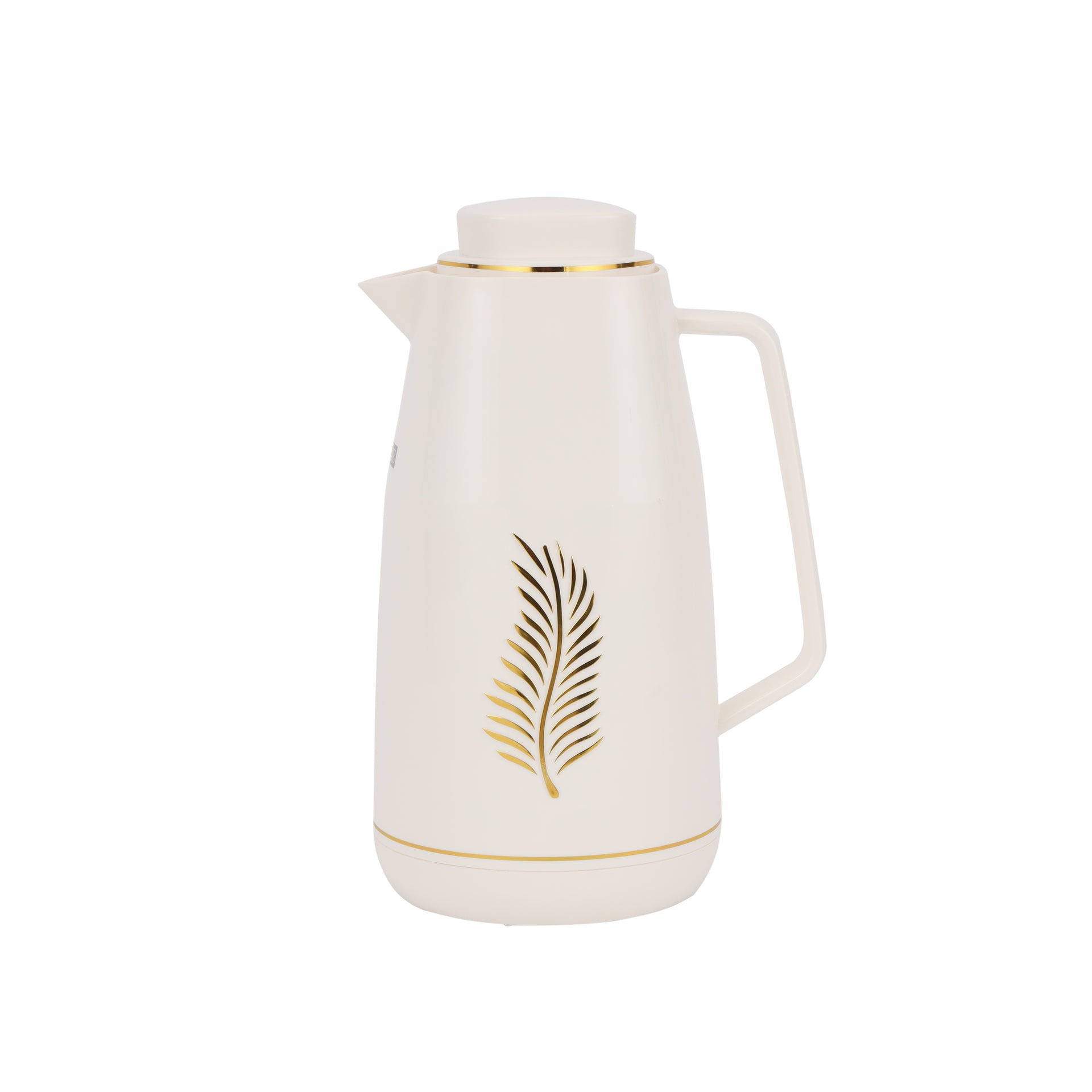Royalford 1.0 L (33.5 oz) Vacuum Flask with Pink Glass Inner and PP Outer Body | Leak-Proof and Portable Design Suitable for Indoor WHITE AND GOLDEN