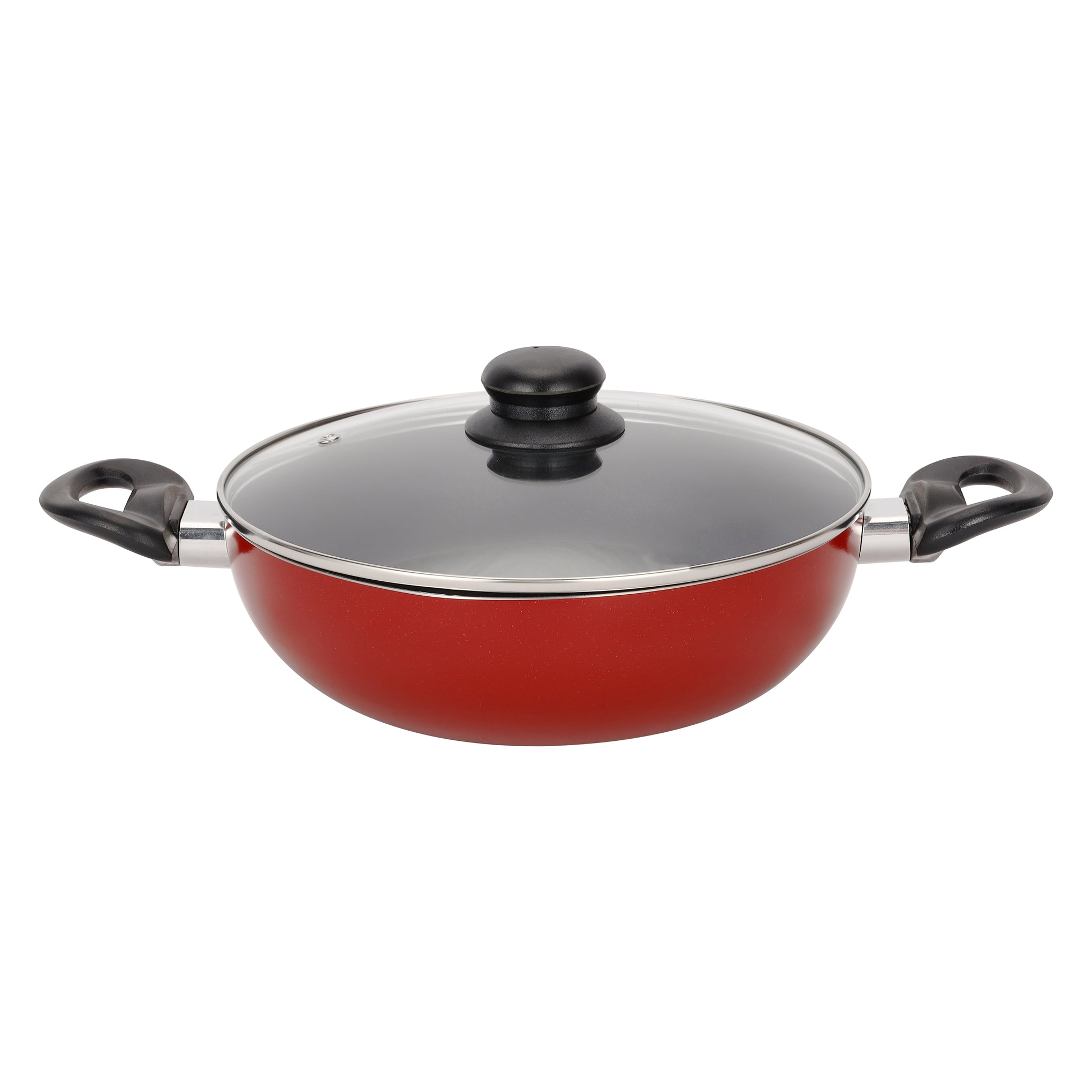 Royalford 10-Piece Non-Stick Cookware Set- RF12146/ Aluminum Body with 2.5 mm Thickness, Spiral Bottom, Bakelite Handles and Glass Lid/ Includes Casserole, Wokpan, Fry Pan, Tawa Multicolor
