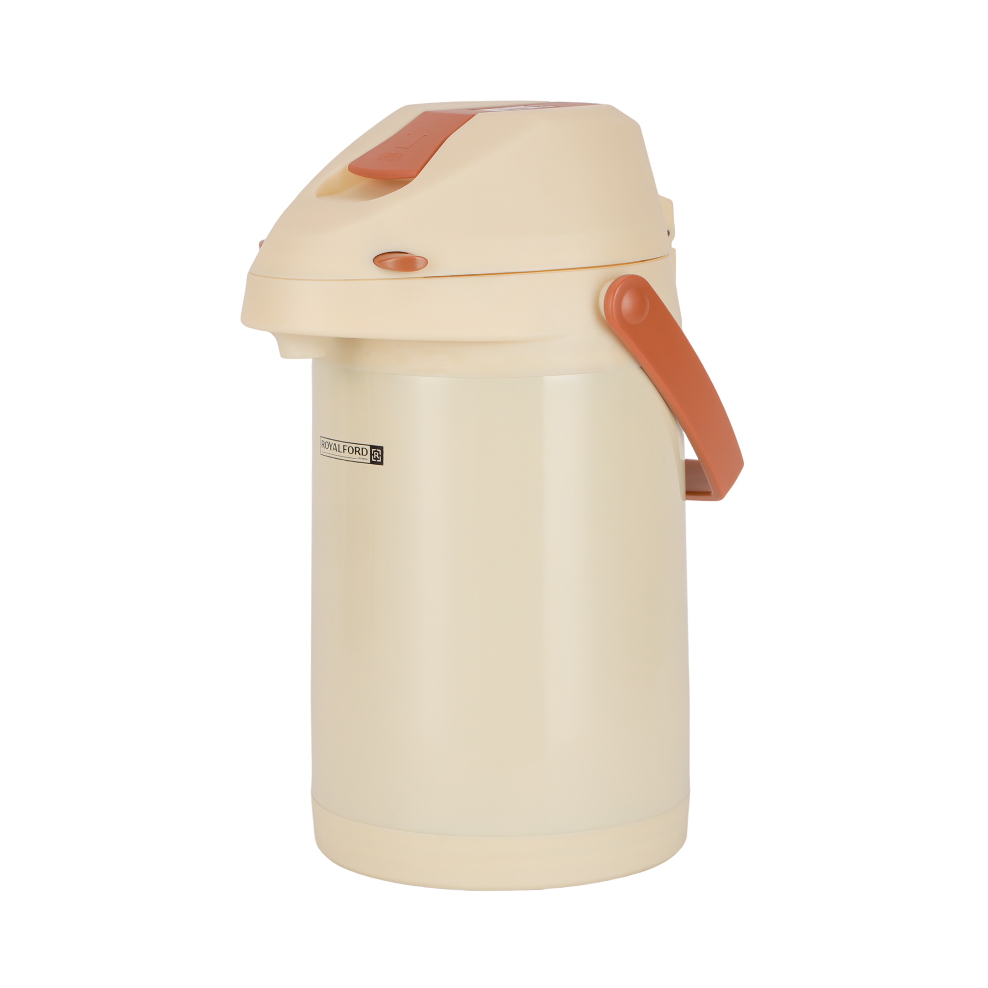Royalford 3.0 L Airpot Flask- RF12148/ 360-Degree Rotating Base, Asbestos-Free Glass Inner/ Keeps the Drink Hot for 18 Hour and Cold for 24 Hours Multicolor