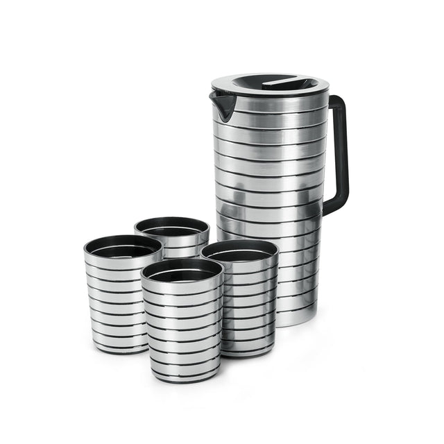 Royalford Jug with 4 Glasses - RF12164 Water Jug 2.5L with 4 x 400ml Plastic Glasses Set Unbreakable Jug with Lid for Juices, Squashes,Slushies Dishwasher and Freezer Safe